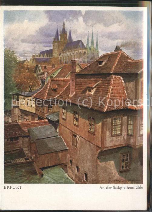 ERFURT  CITY An der Sackpfeifenmuehle Aquarell