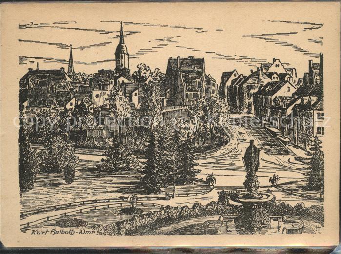 Weimar Thueringen Vimariabrunnen und Kettenberg Zeichnung