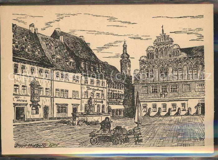 Weimar Thueringen Marktplatz Zeichnung