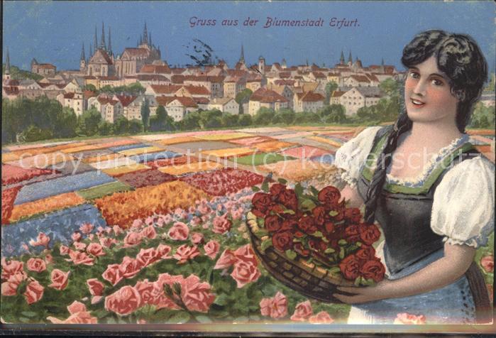 Erfurt Panorama Blumenfelder Blumenmädchen