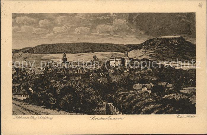 Sondershausen Thueringen Panorama Künstlerkarte
