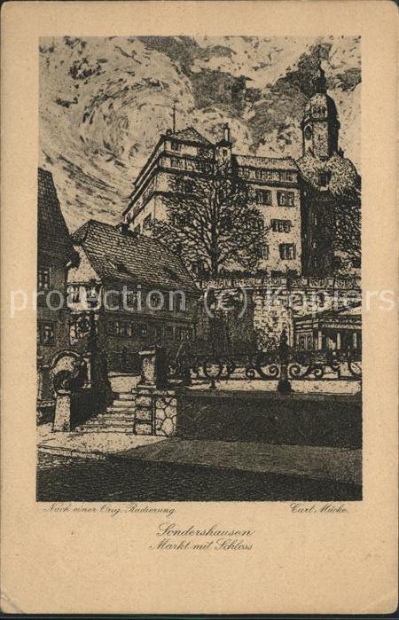 Sondershausen Thueringen Schloss Markt Künstlerkarte