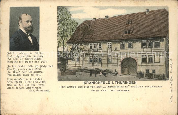 Kranichfeld Geburtshaus  Portrait Dichter Rudolf Ba