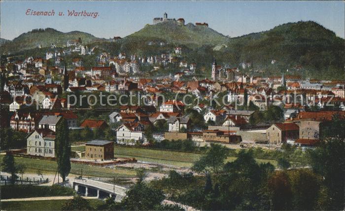 Eisenach Thueringen Panorama mit Wartburg
