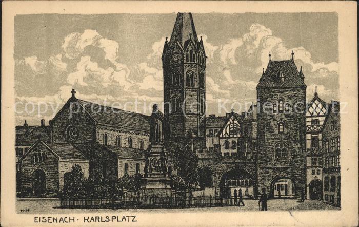Eisenach Thueringen Karlsplatz Lutherdenkmal Kirche Zeichnu