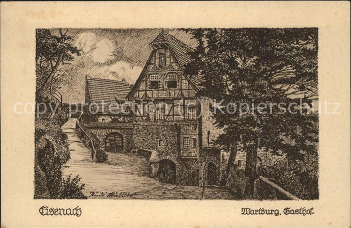 Eisenach Thueringen Wartburg Gasthof Federzeichnung