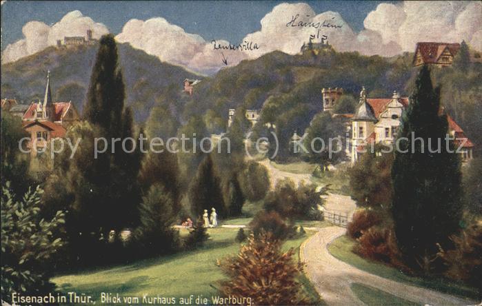 Eisenach Thueringen Blick vom Kurhaus auf die Wartburg