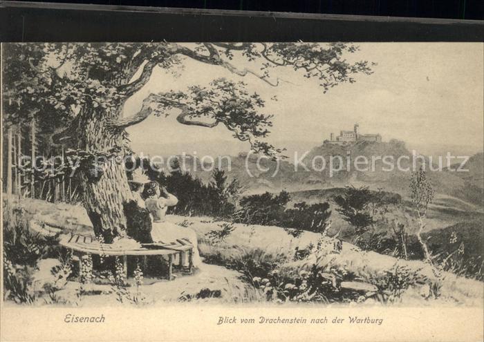 Eisenach Thueringen Blick vom Drachenstein zur Wartburg