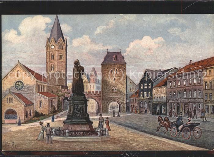 Eisenach Thueringen Karlsplatz Lutherdenkmal Nikolaikirche Pferdekutsche