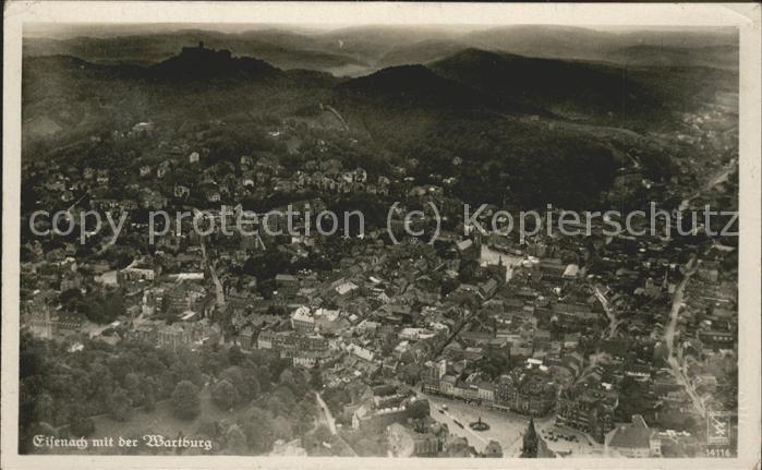 Eisenach Thueringen mit Wartburg Fliegeraufnahme