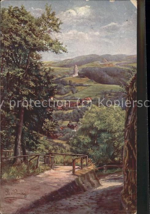 Eisenach Thueringen Blick von der Wartburg auf Burschenschaftsdenkmal