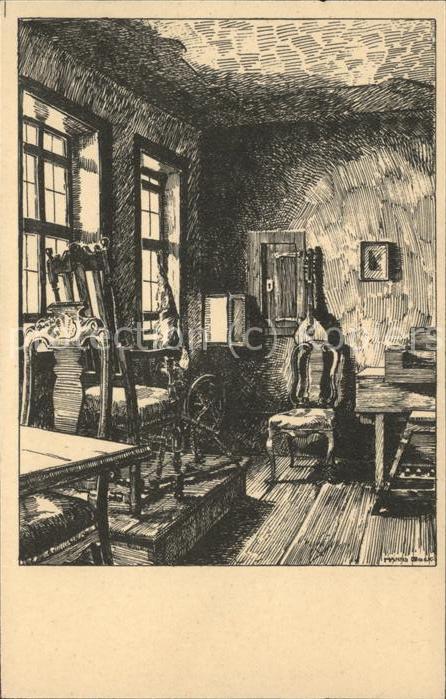 Eisenach Thueringen Bachhaus Wohnzimmer Federzeichnung