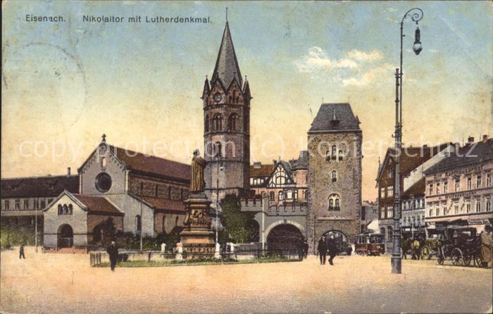 Eisenach Thueringen Lutherdenkmal Nikolaikirche und _tor