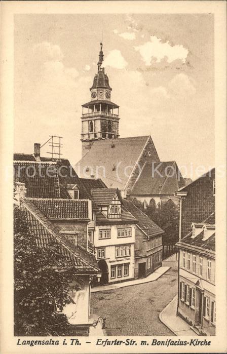 Bad Langensalza Erfurter Strasse mit Bonifacius Kirche