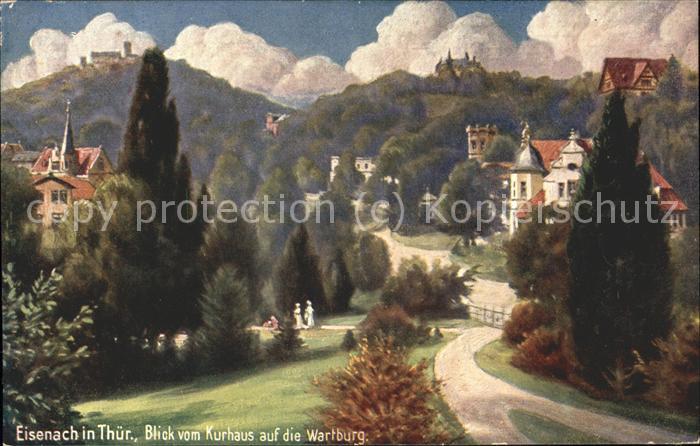 Eisenach Thueringen Blick vom Kurhaus auf Wartburg Künstler