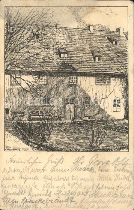 Eisenach Thueringen Bachhaus Gartenseite Federzeichnung