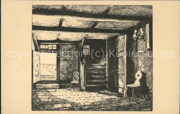 Eisenach Thueringen Hausflur im Bachhaus Federzeichnung