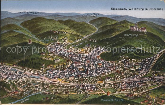 Eisenach Thueringen Wartburg und Umgebung Panoramakarte