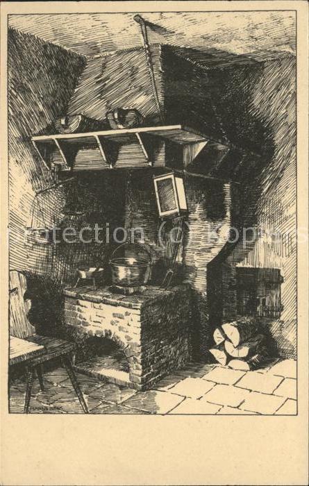 Eisenach Thueringen Küche im Bachhaus Federzeichnung