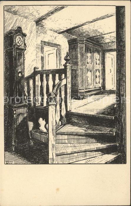 Eisenach Thueringen Bachhaus Diele im ersten Stock Federzei