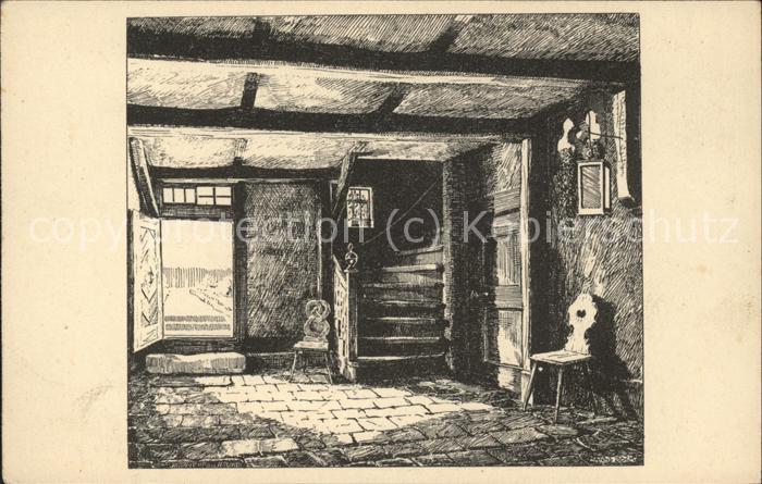 Eisenach Thueringen Hausflur im Bachhaus Federzeichnung