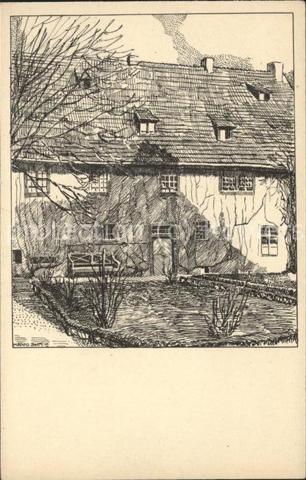 Eisenach Thueringen Bachhaus Gartenseite Federzeichnung