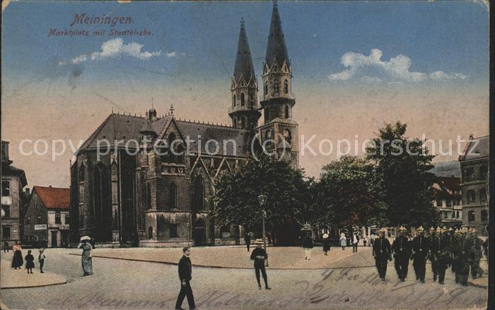 Meiningen Thueringen Marktplatz Rathaus Parade Feldpost