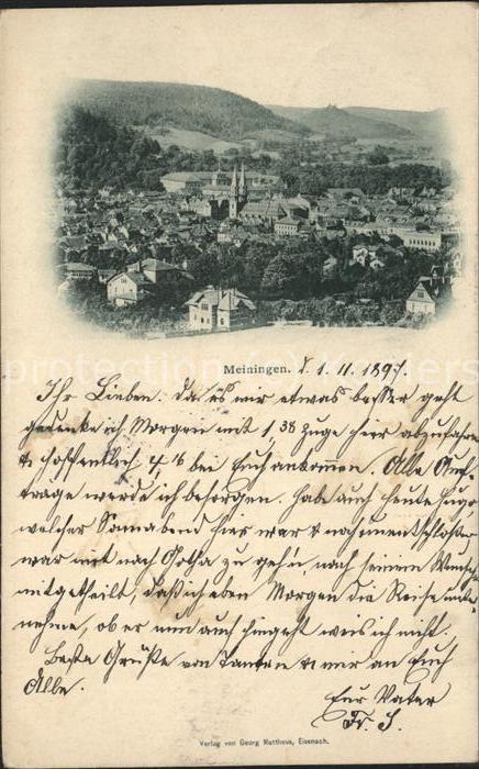 Meiningen Thueringen Gesamtansicht mit Schloss Landsberg