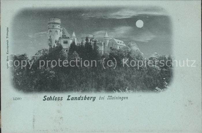Meiningen Thueringen Schloss Landsberg im Mondschein