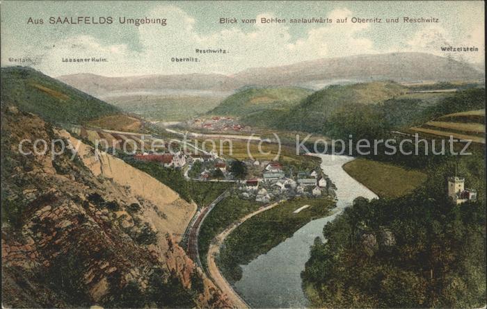 Saalfeld Saale Blick vom Bohlen auf Obernitz u.Reschwi