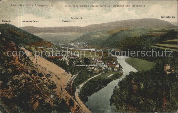 Saalfeld Saale Blick vom Bohlen auf Obernitz u.Reschwi