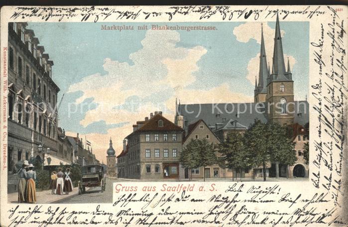 Saalfeld Saale Marktplatz mit Blankenburgerstrasse