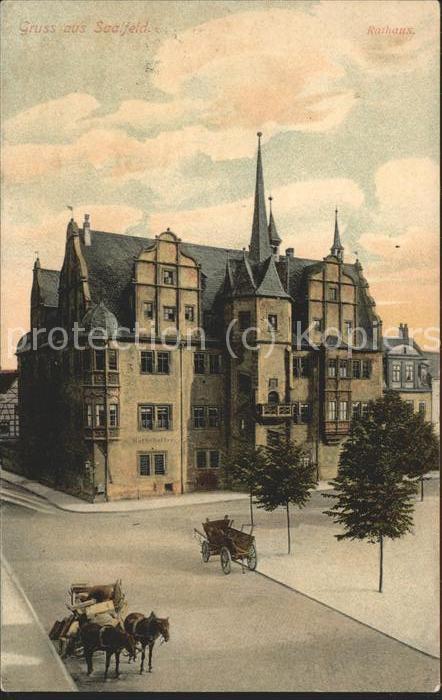 Saalfeld Saale Rathaus u.Pferdegespann