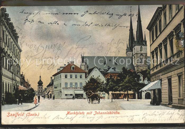 Saalfeld Saale Marktplatz mit Johanniskirche