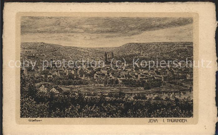 JENA  Thueringen Panorama Kuenstlerkarte