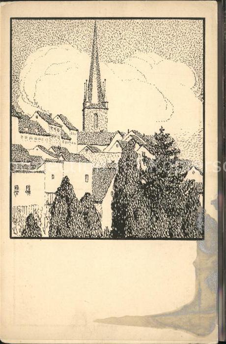 Kahla Thueringen Künstlerkarte Kirchturm