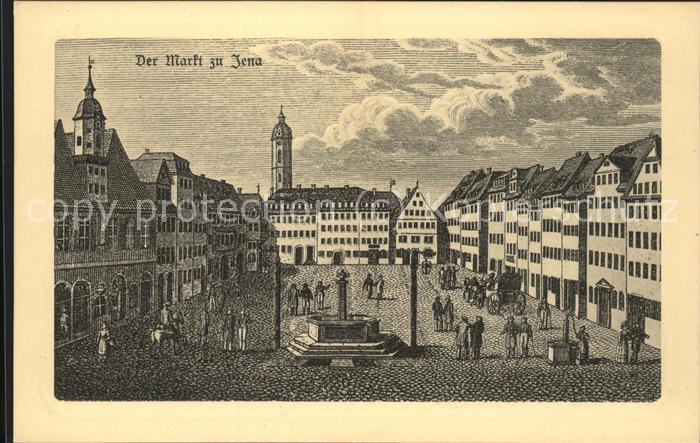 JENA  Thueringen Markt Kuenstlerkarte Kupferstich