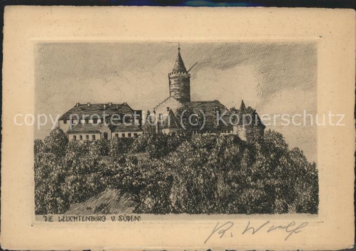 Kahla Thueringen Leuchtenburg Künstlerkarte Original-Rad