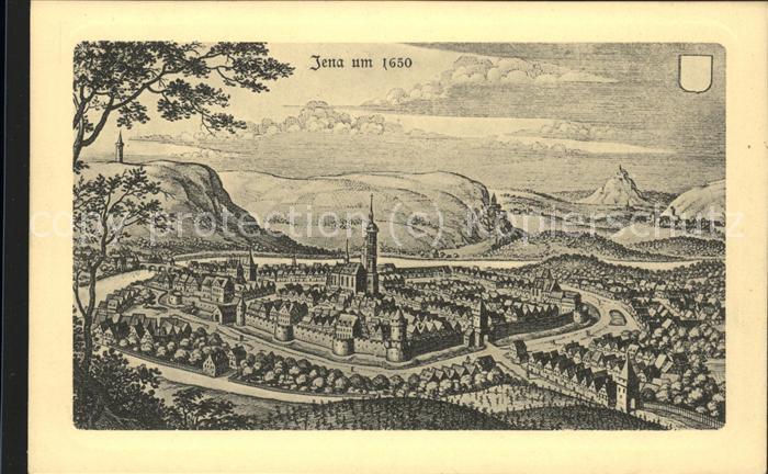 Jena Gesamtansicht um 1630 Kupferstich von M