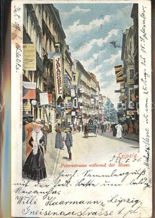 LEIPZIG Sachsen Petersstrasse waehrend der Messe (mit toller Auslandfrankatur +