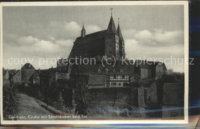 Geithain Kirche mit Stadtmauer u.Tor