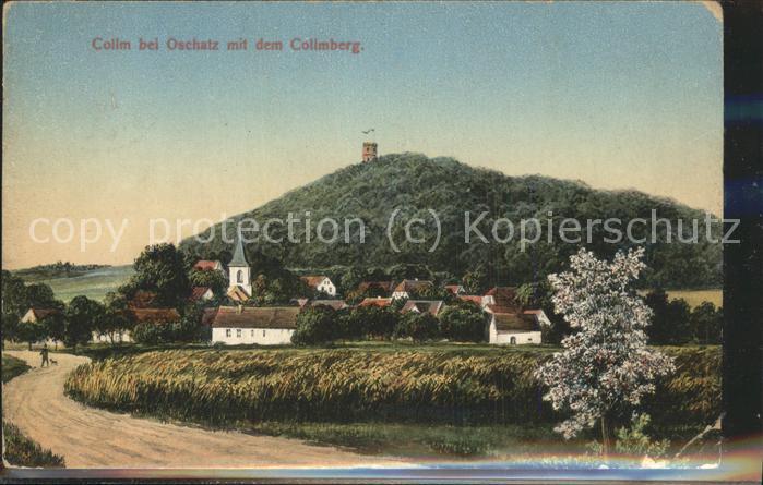 Collm Ortsansicht mit Kirche und Collmberg Au