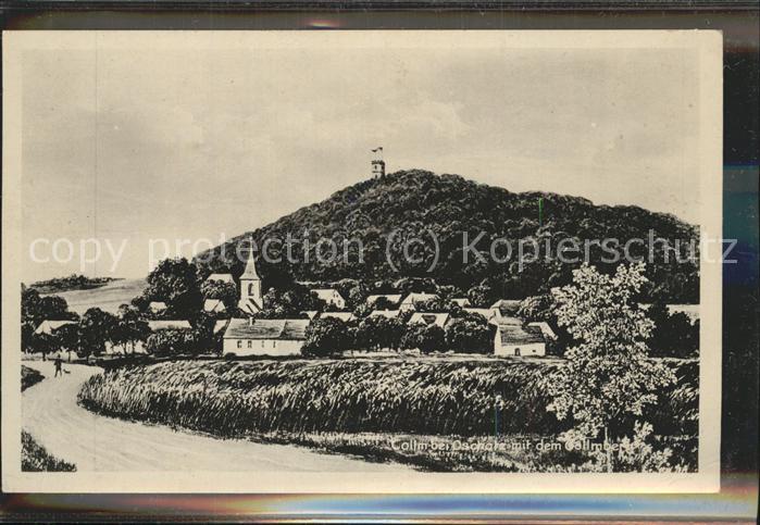 Collm Ortsansicht mit Kirche und Collmberg Au