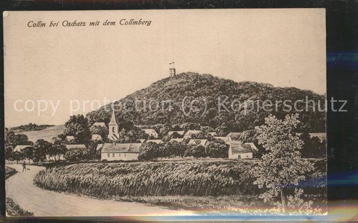 Collm Ortsansicht mit Kirche und Collmberg Au