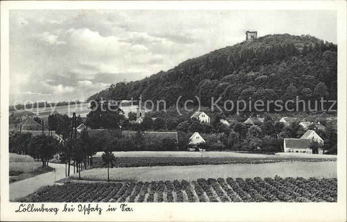 Collm Ortsansicht mit Kirche und Collmberg Au