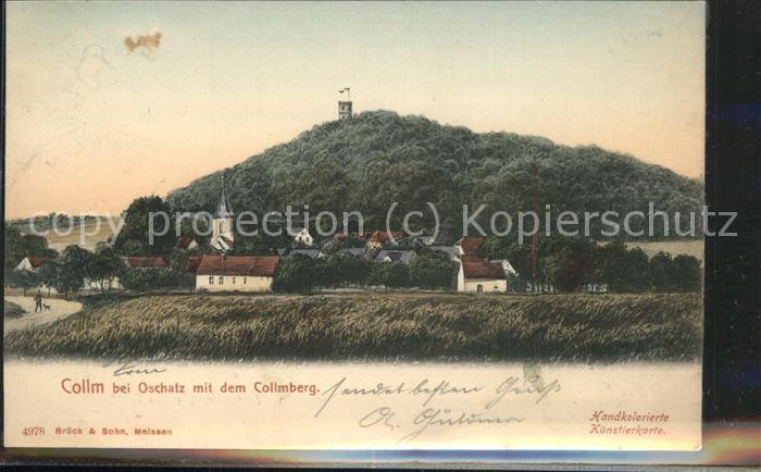 Collm Ortsansicht mit Kirche und Collmberg Au