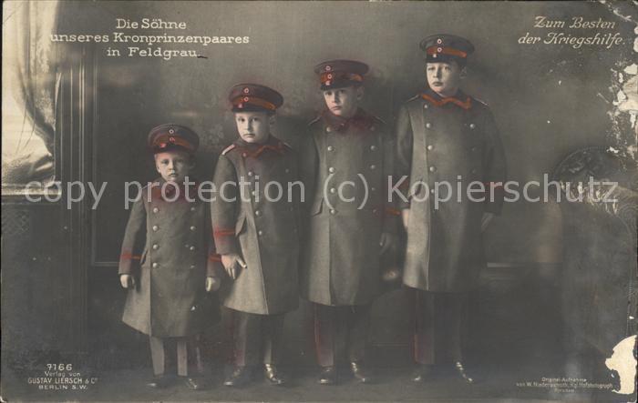 Adel Preussen Söhne des Kronprinzenpaares in Feldgrau