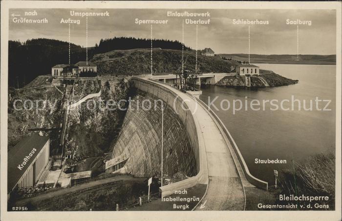 Staudamm Pumpspeicherkraftwerk Bleilochsperre Schieberhaus Umspannwerk