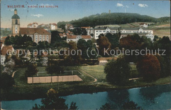 Waldheim Sachsen Blick auf Kirche u.Schulen
