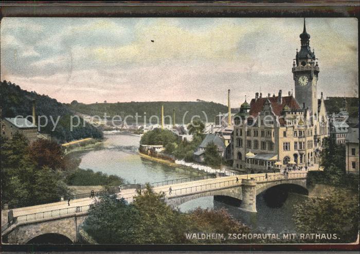 Waldheim Sachsen mit Brücke u.Rathaus